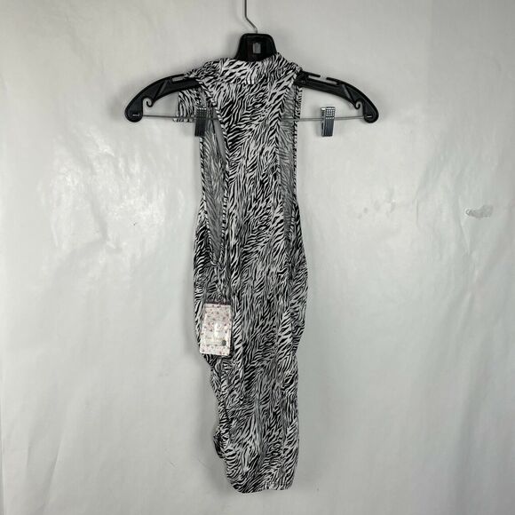 Free People Coco Black White Animal Print Sleeveless Ruched Tank NWT Size S - Picture 8 of 10